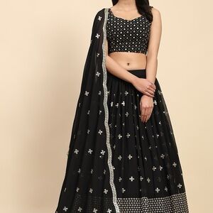 Black Embroidered Lehenga